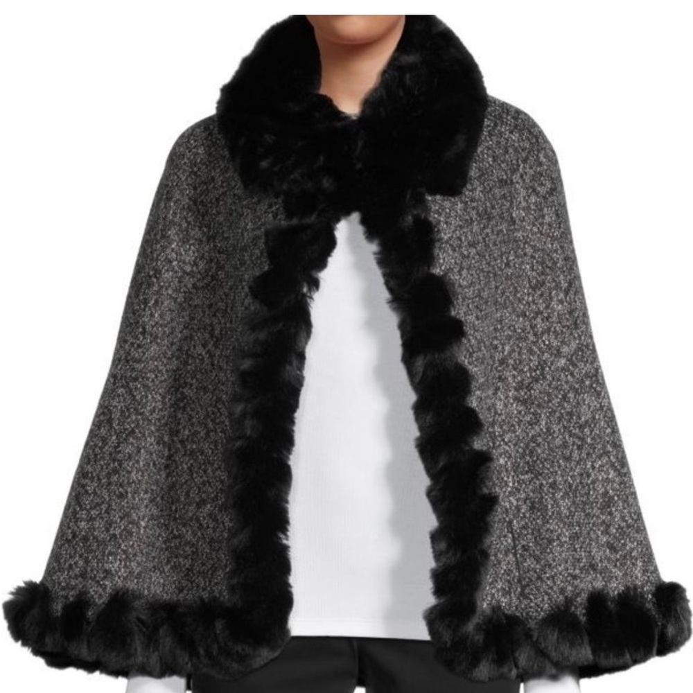 Vince Camuto Black and Gray Cape Coat
